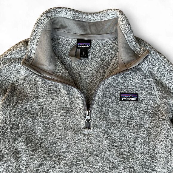 Patagonia Girls Better Sweater Fleece Jacket Size XL 1/4 Zip Birch White Hiking - Picture 3 of 13